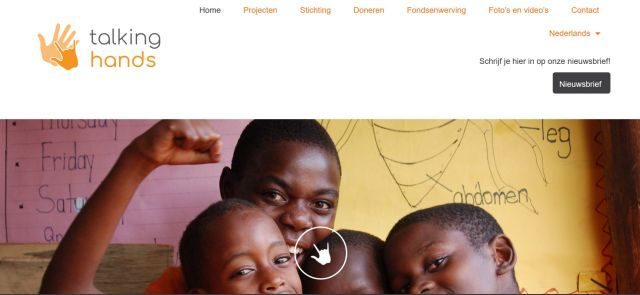 Afbeelding website Talking Hands bij portfolio overzicht praktijkopdrachten bij opleiding Web Content Development